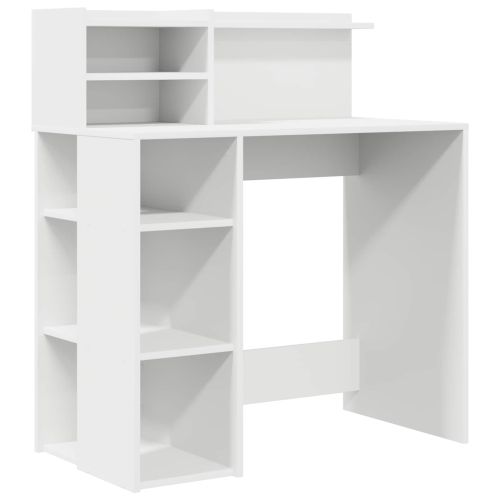 Бюро с рафт Бяло 90 x 48 x 101,5 см Инженерно дърво