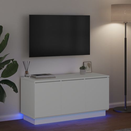 ТВ шкаф Бяло 100 x 38 x 49 см Инженерно дърво