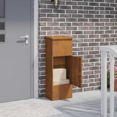 Пощенска кутия за пратки с врата Ръждясало 44,5 x 29 x 110,5 см