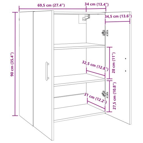 Стенен шкаф Дъб 69,5 x 34 x 90 см Инженерно дърво