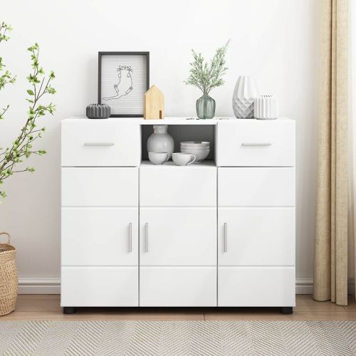 Дървен шкаф с чекмедже Бяло 88,5 x 30,5 x 73 см Инженерно дърво