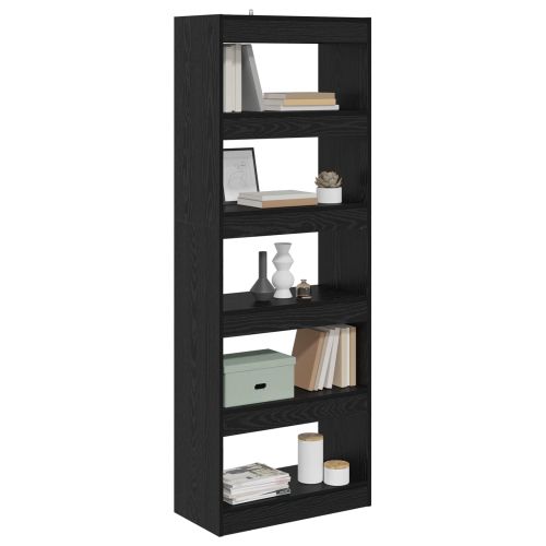 Шкаф за книги Черен дъб 60 x 30 x 166 см Инженерно дърво
