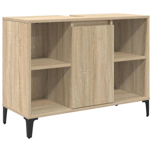 Шкаф за мивка с рафт със съхранение Сонома дъб 80 x 33 x 60 см