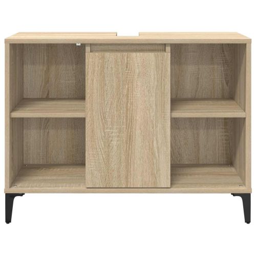 Шкаф за мивка с рафт със съхранение Сонома дъб 80 x 33 x 60 см