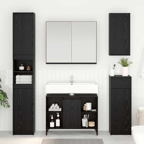Шкаф за мивка с рафт със съхранение Черния дъб 80 x 33 x 60 см