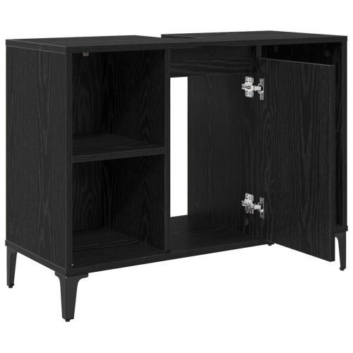 Шкаф за мивка с рафт със съхранение Черния дъб 80 x 33 x 60 см