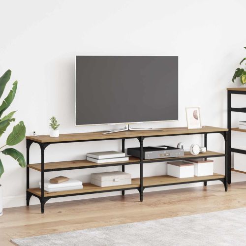 ТВ шкаф Дъб 160 x 30 x 50 см Инженерна дървесина и желязо