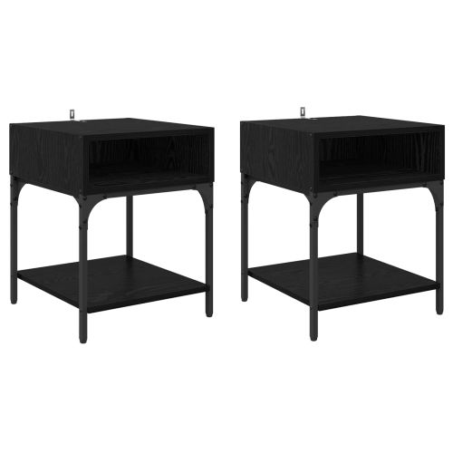 Нощно шкафче 2 pcs Черния дъб 40 x 40 x 50 cm Инженерно дърво