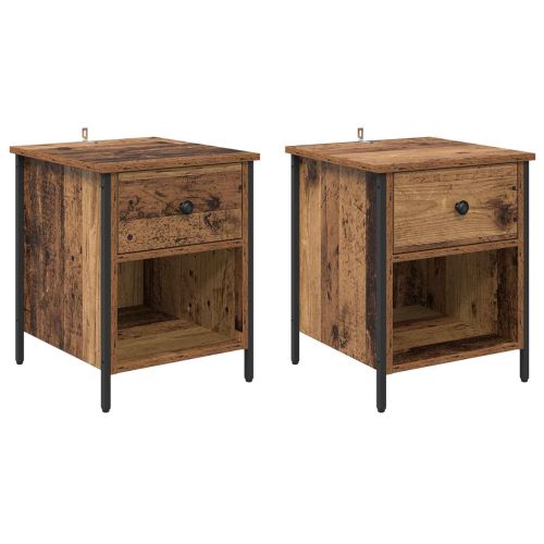 Нощен шкаф 2 pcs Старо дърво 40 x 42 x 50 cm Инженерно дърво