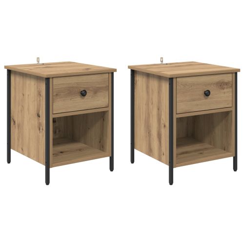 Нощен шкаф с чекмедже 2 pcs Дъб 40 x 42 x 50 cm Инженерно дърво