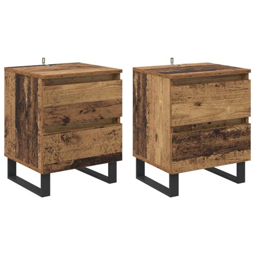 Нощен шкаф 2 pcs Старо дърво 40 x 35 x 50 см Инженерно дърво