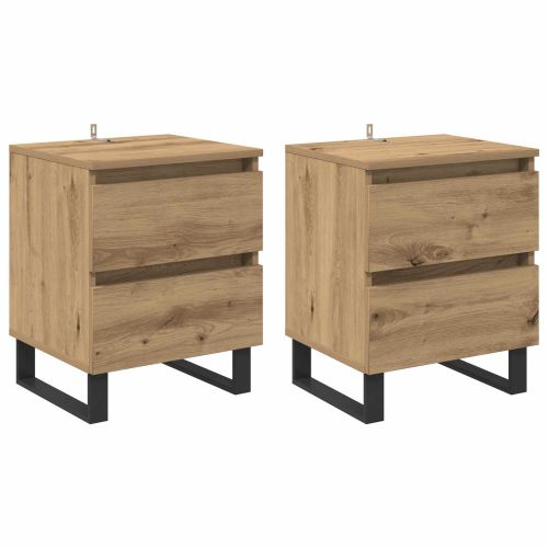 Нощен шкаф с чекмедже 2 pcs Дъб 40 x 35 x 50 см Инженерно дърво