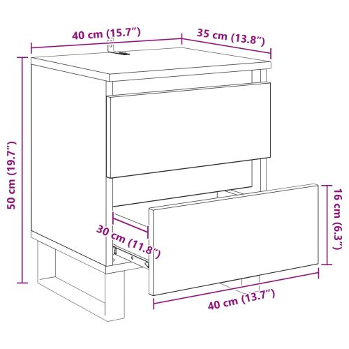 Нощен шкаф Черния дъб 40 x 35 x 50 см Инженерно дърво