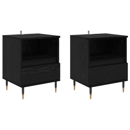 Нощен шкаф 2 pcs Черния дъб 40 x 35 x 50 см Инженерно дърво