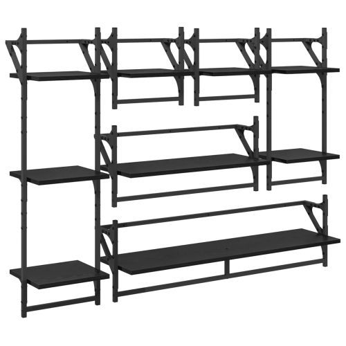 Комплект стенни рафтове 6 pcs Черния дъб 100 x 25 x 30 cm