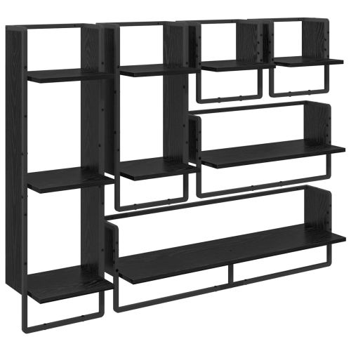 Комплект стенни рафтове 6 pcs Черния дъб 100 x 25 x 30 cm