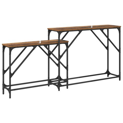 Конзолна маса 2 pcs Старо дърво 100 x 28 x 75 см