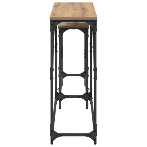 Конзолна маса 2 pcs Дъб 100 x 28 x 75 см Инженерно дърво