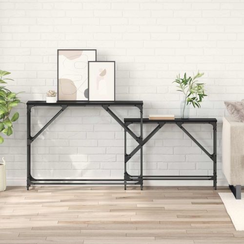 Конзолна маса 2 pcs Черния дъб 100 x 28 x 75 см Инженерно дърво