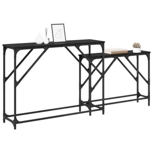 Конзолна маса 2 pcs Черния дъб 100 x 28 x 75 см Инженерно дърво