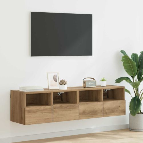 Кабинети за телевизор на стената 2 pcs Дъб 60 x 30 x 30 cm