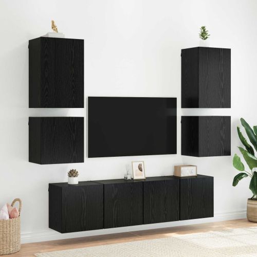 Кабинети за телевизор на стената 2 pcs Черния дъб 40,5x30x40см