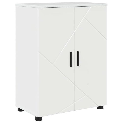 Шкаф за баня със съхранение Лъскаво бяло 60 x 35 x 80 см