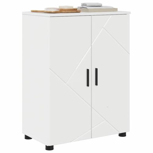 Шкаф за баня със съхранение Лъскаво бяло 60 x 35 x 80 см