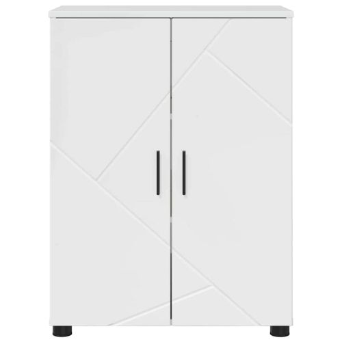 Шкаф за баня със съхранение Лъскаво бяло 60 x 35 x 80 см