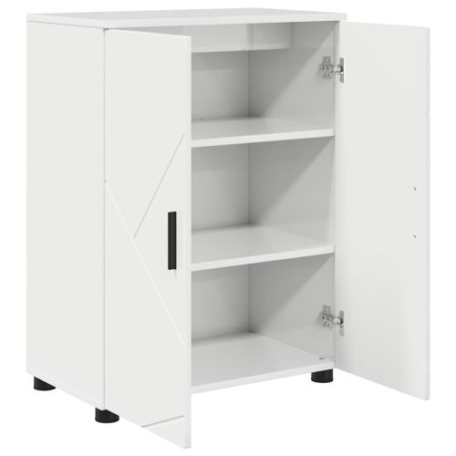 Шкаф за баня със съхранение Лъскаво бяло 60 x 35 x 80 см
