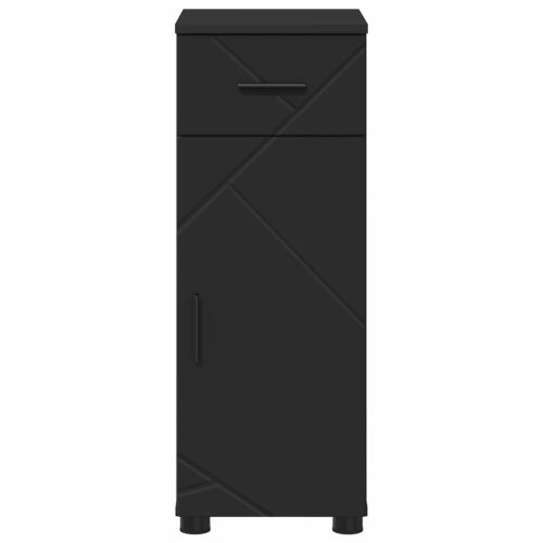 Шкаф за баня Черно 30 x 35 x 80 см Инженерно дърво & Метал