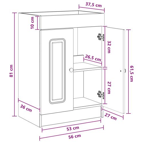 Мебел под мивка за баня Черно 56 x 37,5 x 81 см