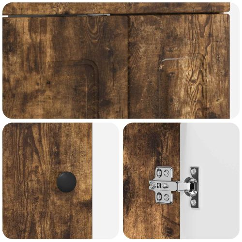 Мебел под мивка за баня Опушен дъб 78,5 x 37,5 x 81 см