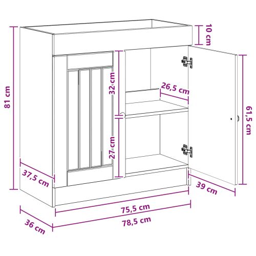Мебел под мивка за баня Черно 78,5 x 37,5 x 81 см
