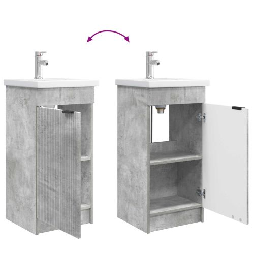 Баня с мивка Бетонно сиво 42 x 40 x 84,5 см Инженерна дървесина
