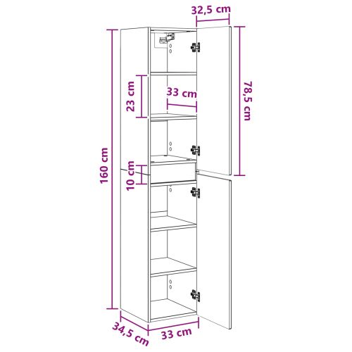 Стенно Баня Кабинет Опушен дъб 33 x 34,5 x 160 см