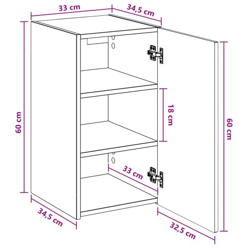 Стенно Баня Кабинет Опушен дъб 33 x 34,5 x 60 см