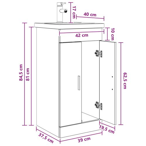 Баня с мивка Опушен дъб 42 x 40 x 84,5 см Инженерна дървесина