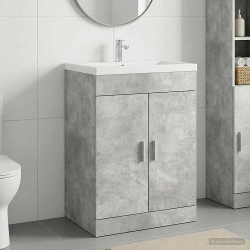 Кабинет под мивка за баня Бетонно сиво 56 x 37,5 x 81 см