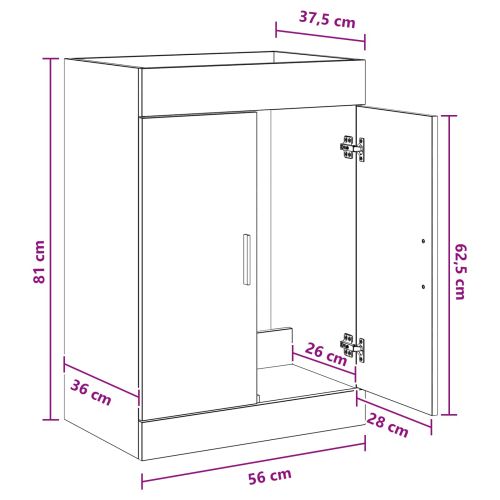 Кабинет под мивка за баня Старо дърво 56 x 37,5 x 81 см