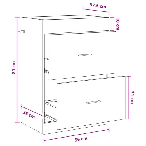 Кабинет под мивка за баня Черен дъб 56 x 37,5 x 81 см