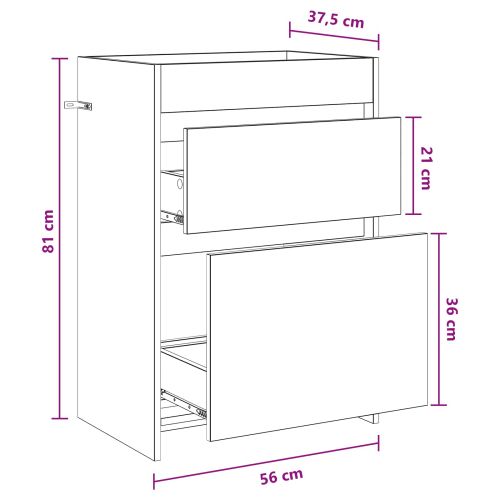 Кабинет под мивка за баня Дъб сонома 56 x 37,5 x 81 см