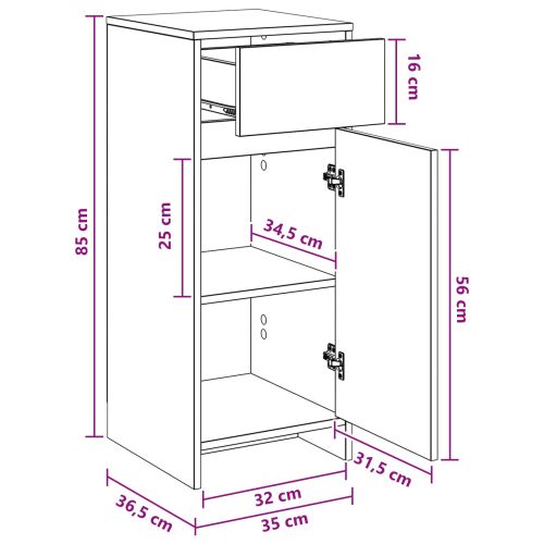 Шкаф за баня Опушен дъб 35 x 36,5 x 85 см Инженерна дървесина