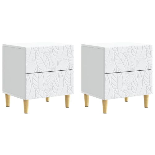 Нощно шкафче 2 pcs Бяло 43 x 34,5 x 48 см Инженерна дървесина