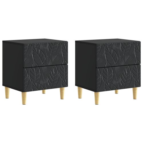 Нощно шкафче 2 pcs Черно 43 x 34,5 x 48 см Инженерна дървесина