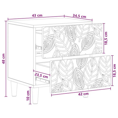 Нощно шкафче 2 pcs Старо дърво 43 x 34,5 x 48 см