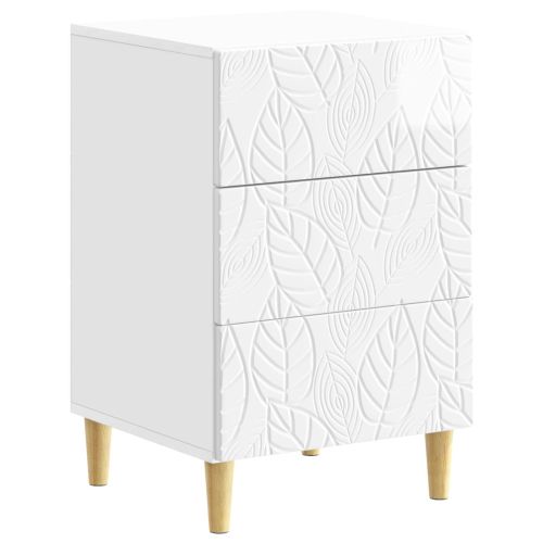Нощно шкафче Бял гланц 43 x 39,5 x 66,5 см Инженерна дървесина