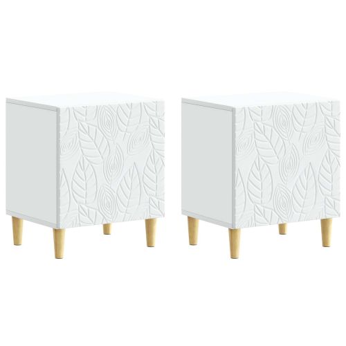 Нощно шкафче 2 pcs Бяло 43 x 34,5 x 50 см Инженерна дървесина