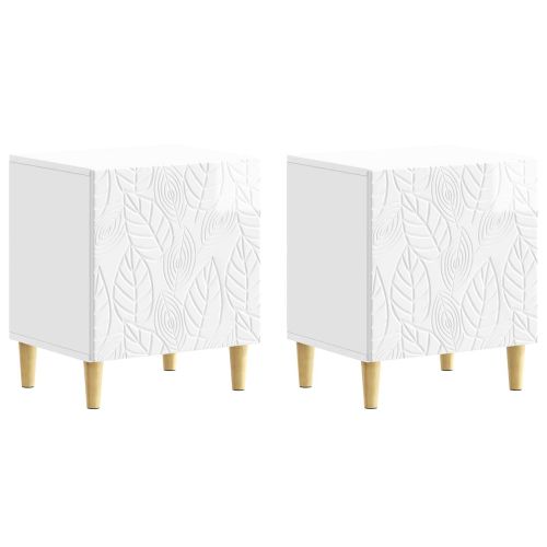 Нощно шкафче 2 pcs Бял гланц 43 x 34,5 x 50 см