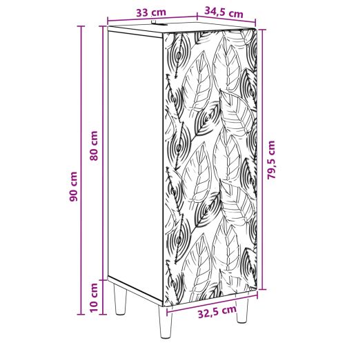 Служебен шкаф Бял гланц 33 x 34,5 x 90 см Инженерна дървесина